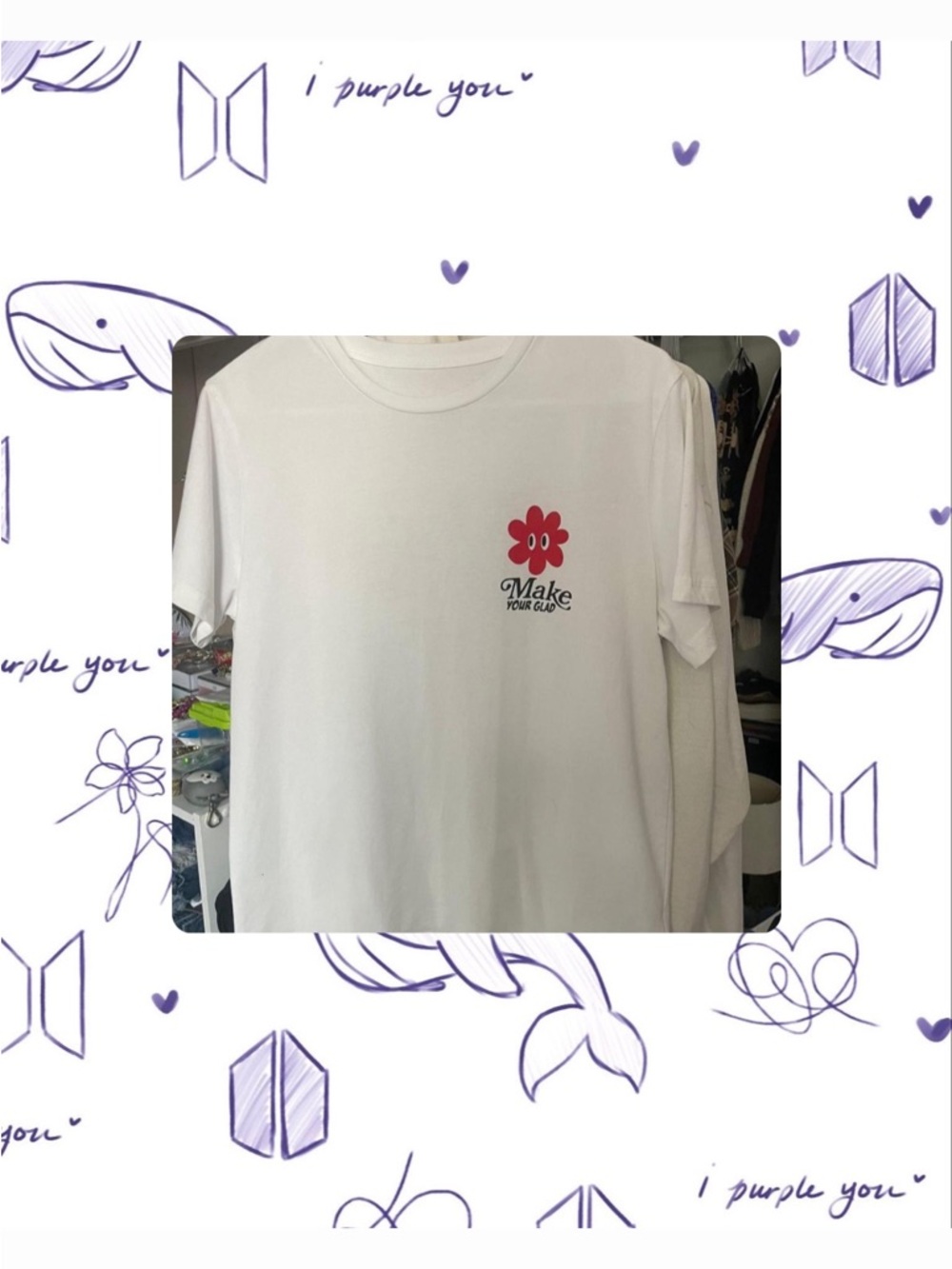 White Graphic Tee with Red Flower Print